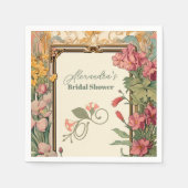 ヴィンテージフローラアールヌーボーブライダルシャワー スタンダードカクテルナプキン (正面)