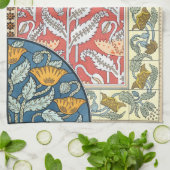 ヴィンテージフローラアールヌーボーポピーの花 キッチンタオル (折り畳み)