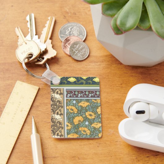 ヴィンテージフローラアールヌーボーポピーの花 キーホルダー (デスク)