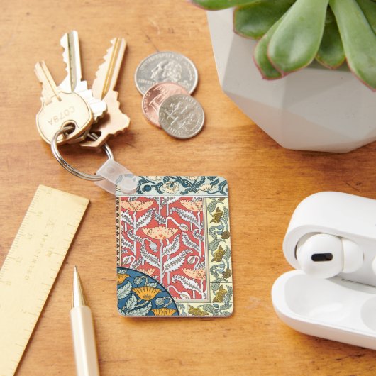 ヴィンテージフローラアールヌーボーポピーの花 キーホルダー (デスク)