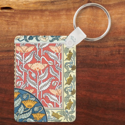 ヴィンテージフローラアールヌーボーポピーの花 キーホルダー (裏面)