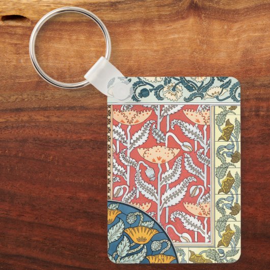 ヴィンテージフローラアールヌーボーポピーの花 キーホルダー (正面)