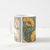 ヴィンテージフローラアールヌーボーポピーの花 コーヒーマグカップ (正面左)