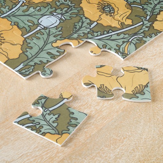 ヴィンテージフローラアールヌーボーポピーの花 ジグソーパズル (側面)