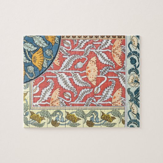 ヴィンテージフローラアールヌーボーポピーの花 ジグソーパズル (横)