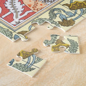 ヴィンテージフローラアールヌーボーポピーの花 ジグソーパズル (側面)