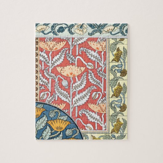 ヴィンテージフローラアールヌーボーポピーの花 ジグソーパズル (縦)