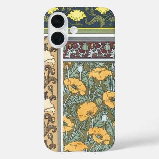 ヴィンテージフローラアールヌーボーポピーの花 Case-Mate iPhoneケース (裏面)