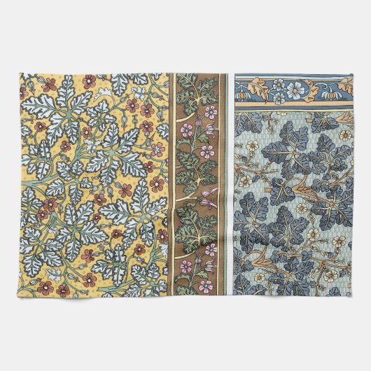 ヴィンテージフローラアールヌーボーワイルドゼラニウム花 キッチンタオル (横)