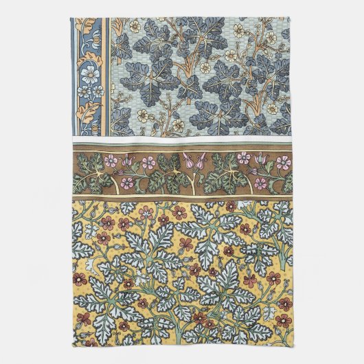 ヴィンテージフローラアールヌーボーワイルドゼラニウム花 キッチンタオル (縦)