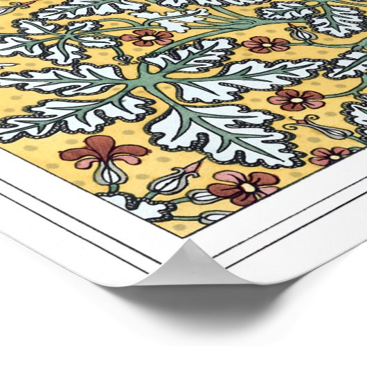 ヴィンテージフローラアールヌーボーワイルドゼラニウム花 ポスター (角)