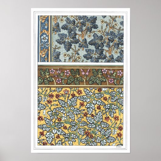 ヴィンテージフローラアールヌーボーワイルドゼラニウム花 ポスター (正面)