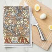 ヴィンテージフローラアールヌーボー矢頭花 キッチンタオル (四つ折り)