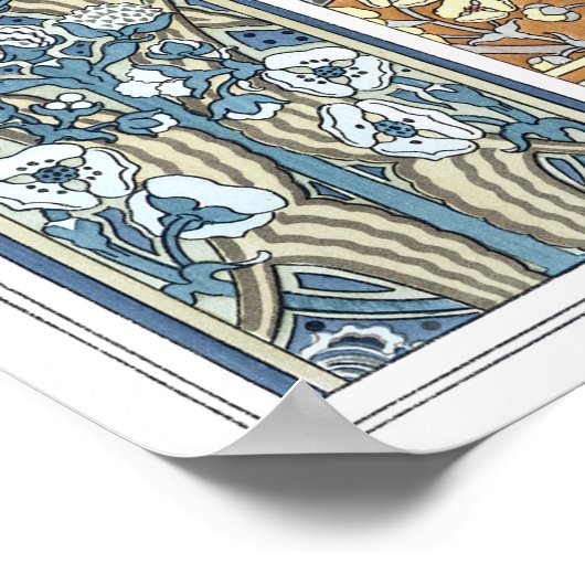 ヴィンテージフローラアールヌーボー矢頭花 ポスター (角)