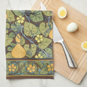 ヴィンテージフローラアールヌーボー野菜，グルド キッチンタオル (四つ折り)