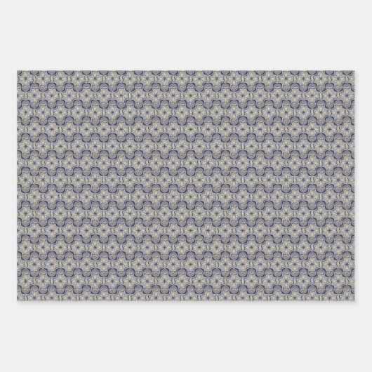 ヴィンテージフローライエローブルーポルトガルのタイル ラッピングペーパーシート (正面2)