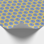 ヴィンテージフローライエローブルーポルトガルのタイル ラッピングペーパー (角)
