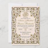 ヴィンテージフローライスラーム・ベージュと金ゴールド結婚ズ 招待状