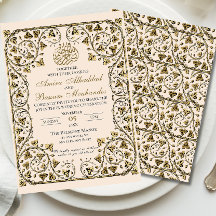 ヴィンテージフローライスラーム・ベージュと金ゴールド結婚ズ