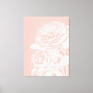 ヴィンテージフローライラストレーション赤面ピンク植物学 キャンバスプリント