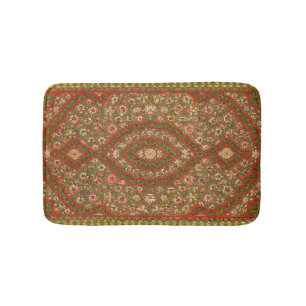 ヴィンテージフローラインディアンラグ模様 バスマット