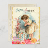 ヴィンテージフローライースターガールと卵 シーズンポストカード (正面/裏面)