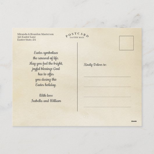 ヴィンテージフローライースターガールと卵 シーズンポストカード (裏面)