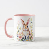 ヴィンテージフローライースターバニーパーソナライズされた マグカップ (左)