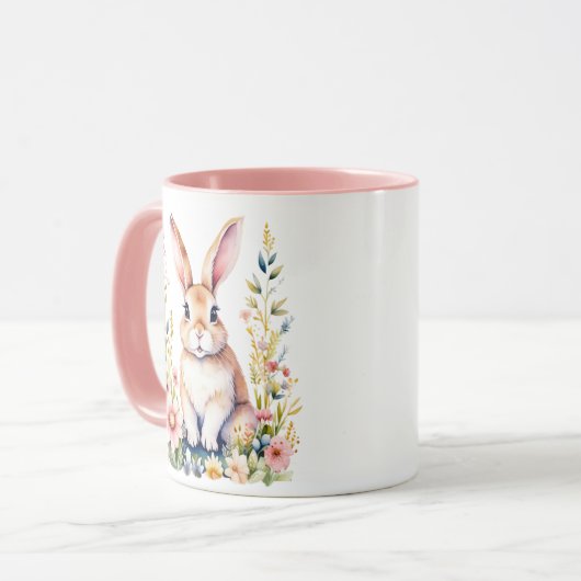 ヴィンテージフローライースターバニーパーソナライズされた マグカップ (正面左)