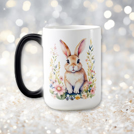 ヴィンテージフローライースターバニーパーソナライズされた モーフィングマグカップ