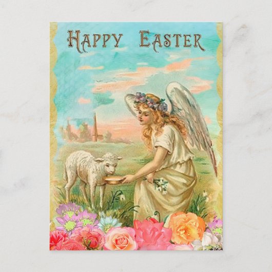 ヴィンテージフローライースターラムアンドエンジェル シーズンポストカード (正面)