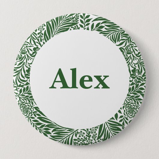 ヴィンテージフローラウィリアムモリスウィローバウグリーン 缶バッジ (正面)