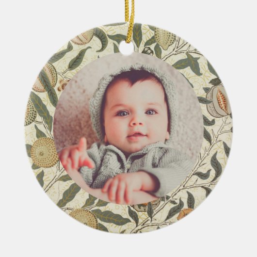 ヴィンテージフローラウィリアムモリスフルーツアールヌーボー セラミックオーナメント (正面)