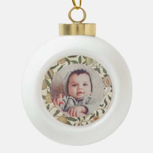 ヴィンテージフローラウィリアムモリスフルーツアールヌーボー セラミックボールオーナメント (正面)