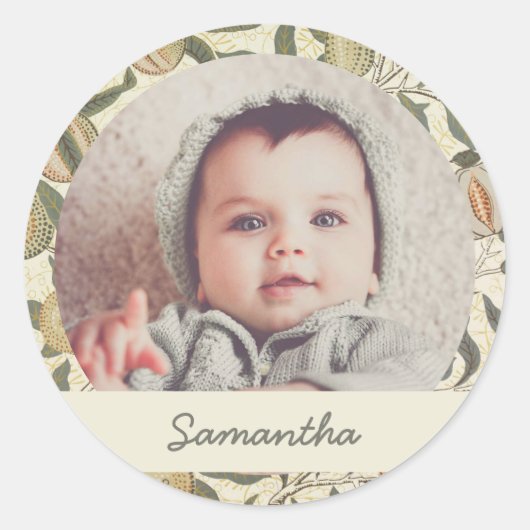 ヴィンテージフローラウィリアムモリスフルーツアールヌーボー ラウンドシール (正面)