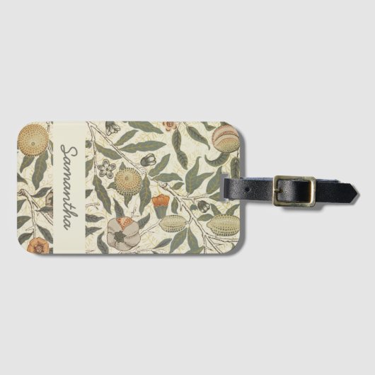 ヴィンテージフローラウィリアムモリスフルーツアールヌーボー ラゲッジタグ (正面横)