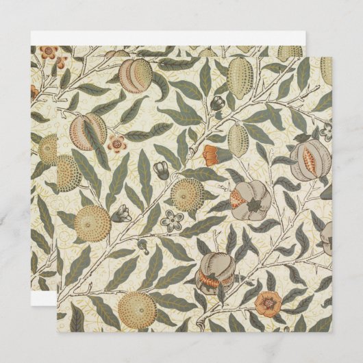 ヴィンテージフローラウィリアムモリスフルーツアールヌーボー 招待状 (正面/裏面)