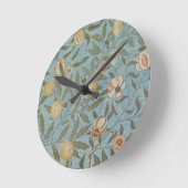 ヴィンテージフローラウィリアムモリスフルーツブルーフローラ ラウンド壁時計 (傾斜)
