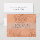 ヴィンテージフローラウェディングRSVPカードまたは返信カード 出欠カード (正面/裏面)