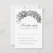 ヴィンテージフローラウェディングRSVPカード 出欠カード (正面)