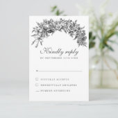 ヴィンテージフローラウェディングRSVPカード 出欠カード (スタンド正面)