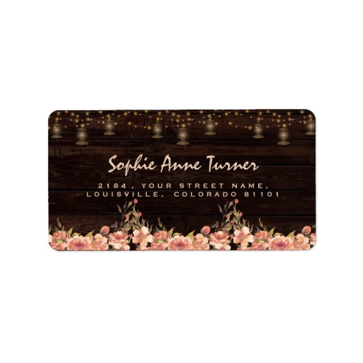 ヴィンテージフローラウッドオールドランタンズウェディング ラベル (正面)