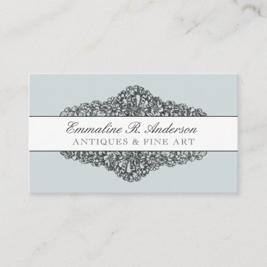 ヴィンテージフローラエッチング | ストライプ | カスタムカラー 名刺 (正面)