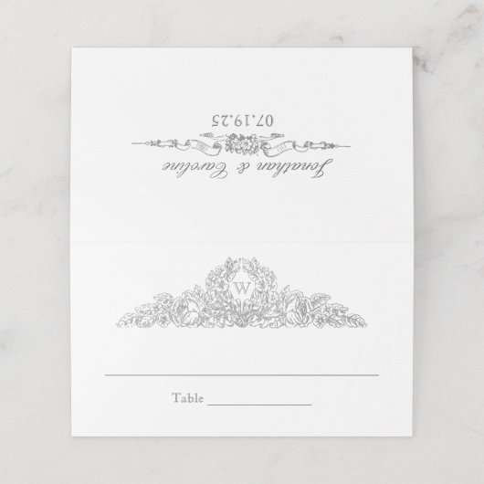 ヴィンテージフローラエッチング | ベルサイユグレイ プレイスカード (外部開封)