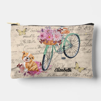 ヴィンテージフローラエフェメラブルドッグ アクセサリーポーチ