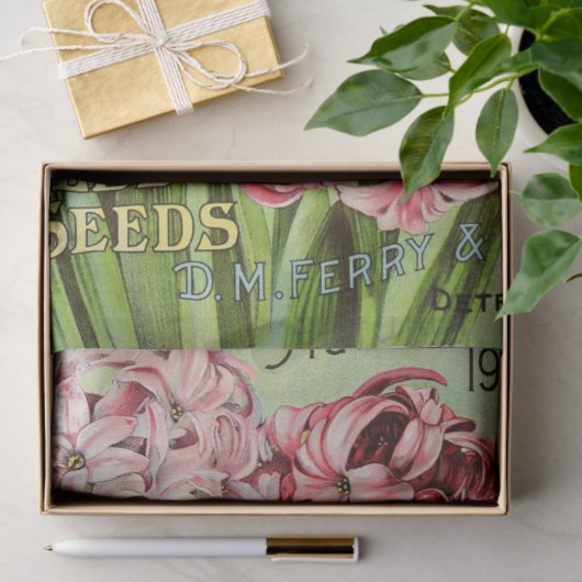 ヴィンテージフローラエフエマデコップピンク色の花 薄葉紙 (ギフト)