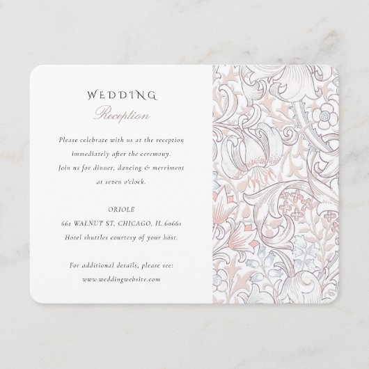 ヴィンテージフローラエレガンスウェディングレセプションカード エンクロージャーカード (正面)