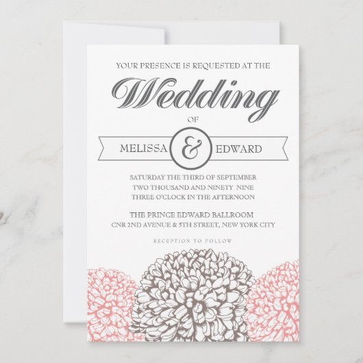 ヴィンテージフローラエレガントウェディング招待状 招待状 (正面)