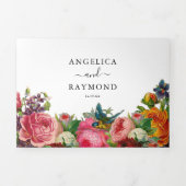 ヴィンテージフローラエレガントウェディング 三つ折り招待状 (カバー)