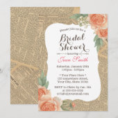 ヴィンテージフローラエレガントブックページブライダルシャワー 招待状 (正面/裏面)
